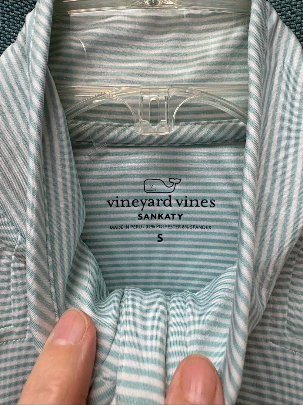 Vineyard Vines Sankaty Light Aqua Striped 1/4 Zip Pullover Size Small - Picture 3 of 6